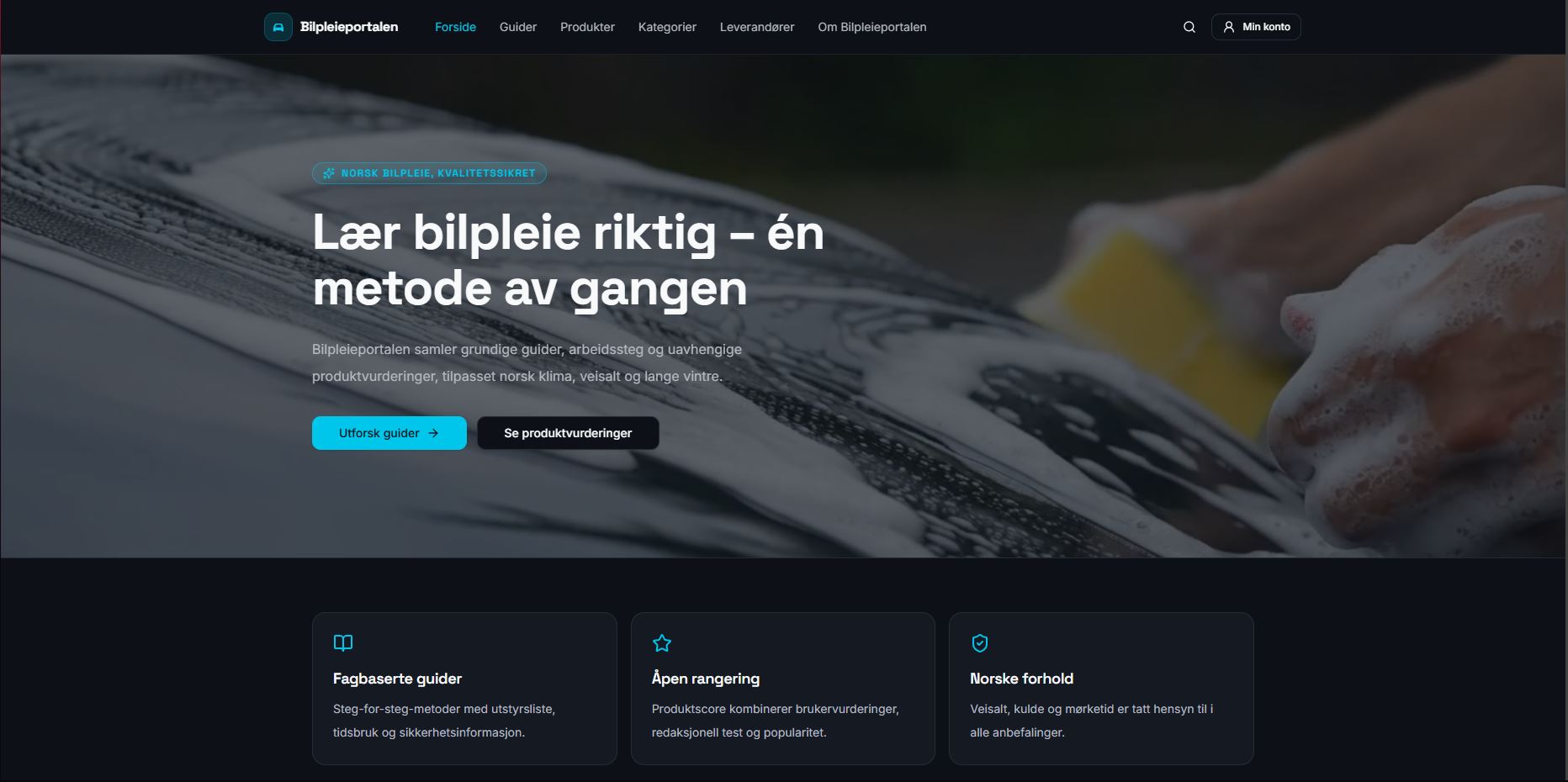 Forhåndsvisning av Bilpleieportalen
